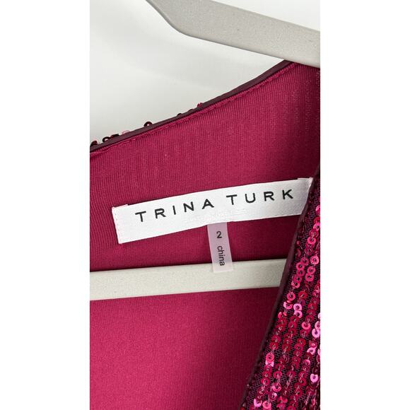 Trina Turk Assandra Short Sleeve Sequin Jumpsuit Purple Ombre Womens Size 2 - Picture 12 of 12